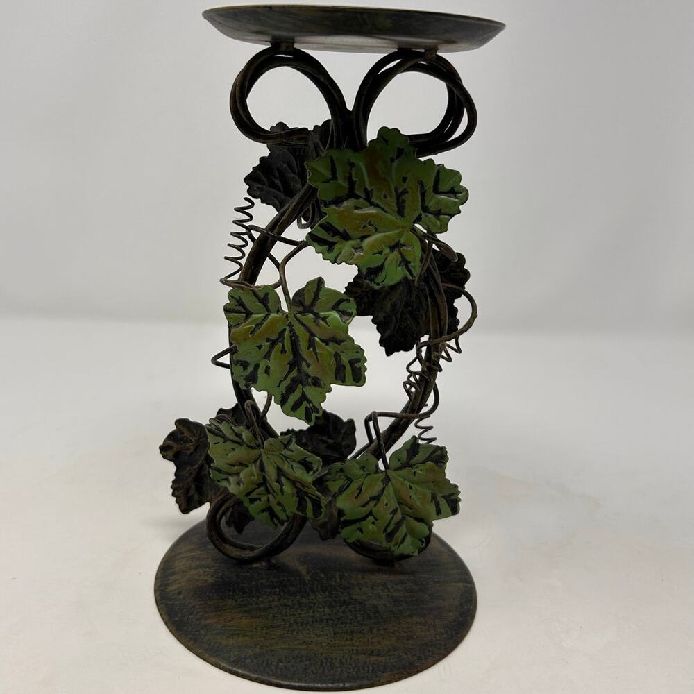 Metal Ivy Wine Candleholder 8 1/2" Tall x 5" Wide Bottom x 4" Wide Top